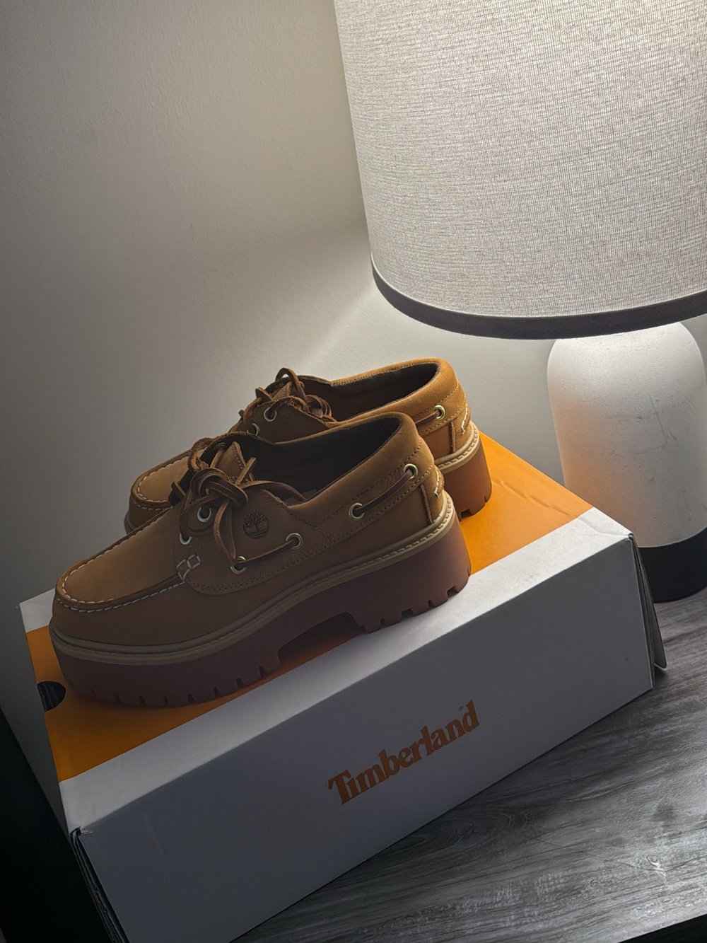 Timberland Women’s Brown Leather Lug-Soled Boat Shoes